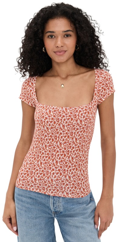Reformation Bardot Knit Top Mulberry