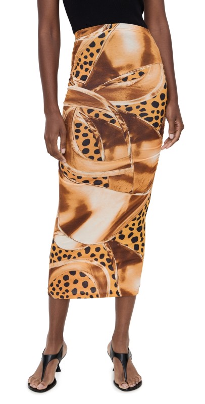 BruceGlen Cheetah Dot Python Knit Maxi Skirt Cheetah Dot Python