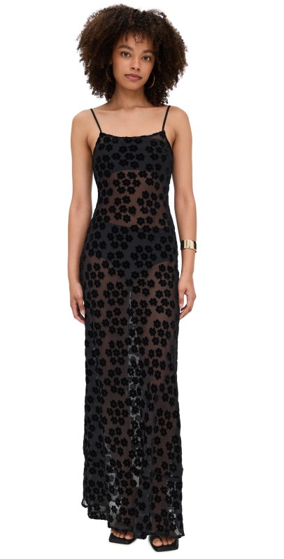 VRG GRL Iris Bias Cut Maxi Dress Black