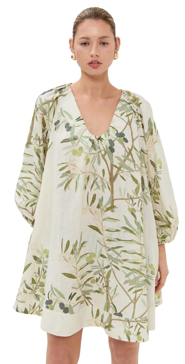 Bernadette Georgette Short Dress OLIVE TREE - BUTTER