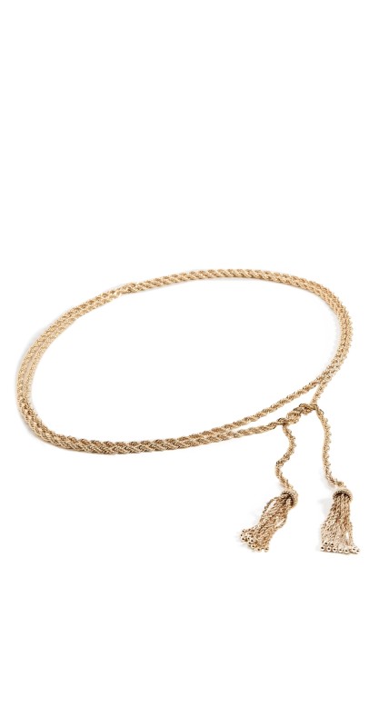 Lele Sadoughi Chateau Rope Tassel Belt Gold