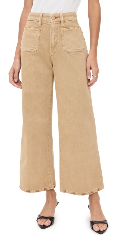 Good American Canvas Palazzo Cropped Pants good khaki001