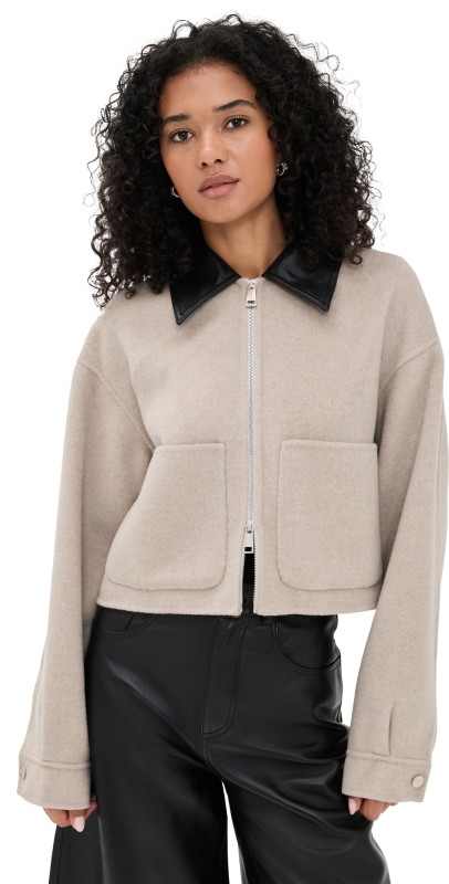 Nanushka Phebe Outerwear Jacket Stone/Black