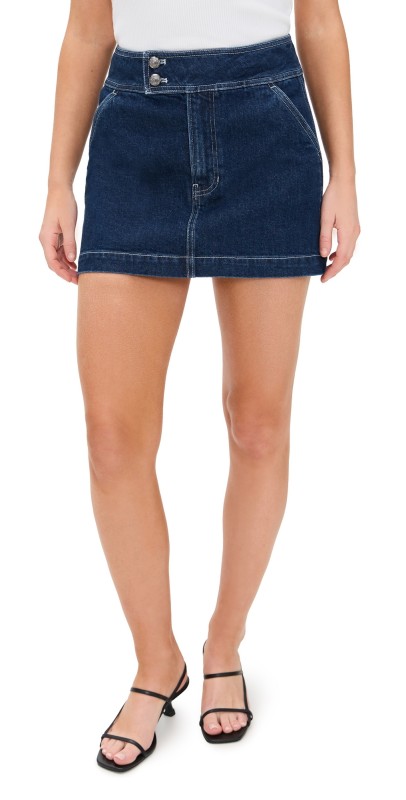 Veronica Beard Jean Bowen Mini Skirt Indigo Rinse