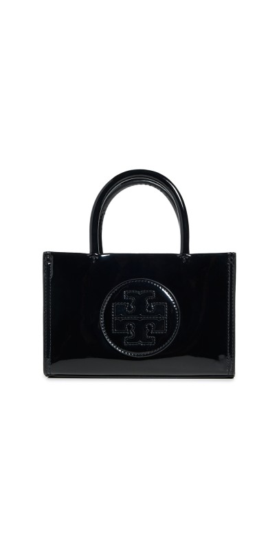 Tory Burch Ella Bio Patent Mini Tote Black