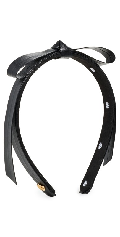 Lele Sadoughi Bardot Faux Leather Headband Jet 001
