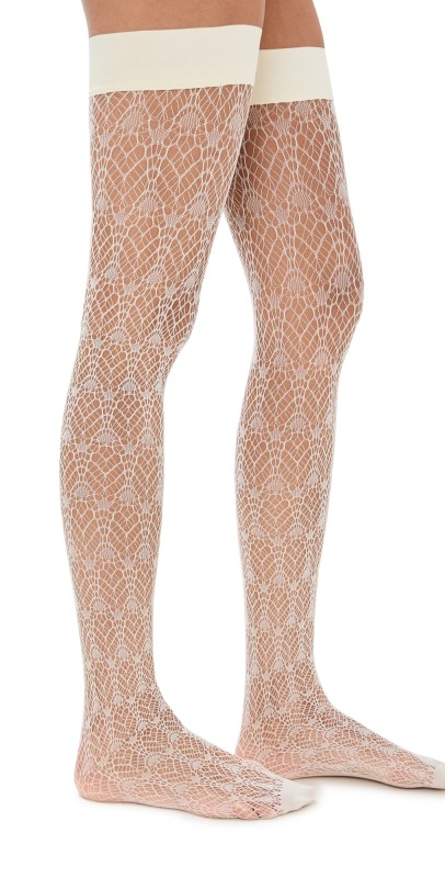 Falke Cream Swirl Stay Up Tights Off White