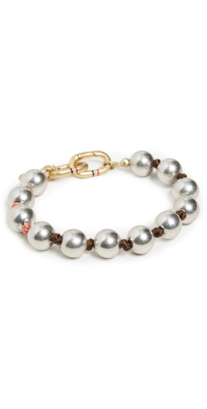 Clare V. Beaded Strand Bracelets Silver w/ Vintage Gold