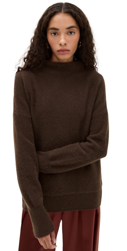 Vince Boiled Funnel Neck Cashmere Pullover Truffle