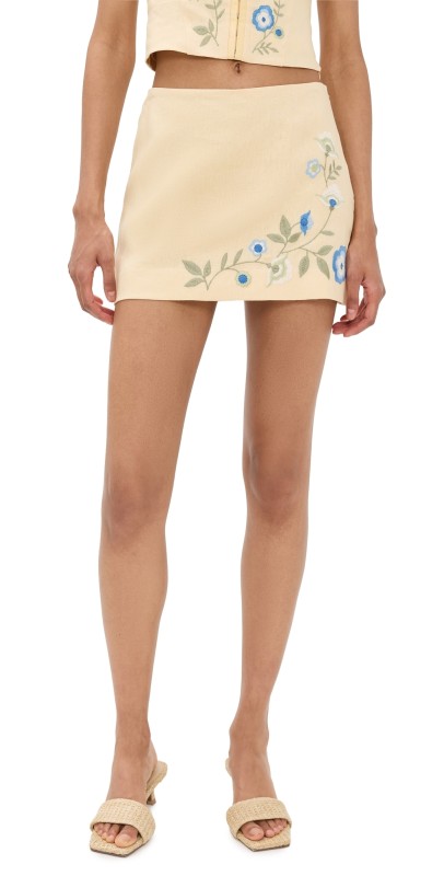 Reformation Ren Linen Skirt Parmesan