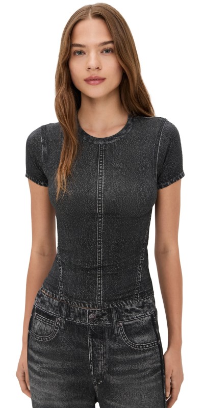 rag & bone Miramar Jersey Baby Tee Washed Black