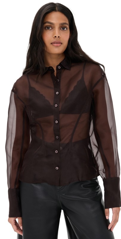 STAUD Aida Silk Top Earth