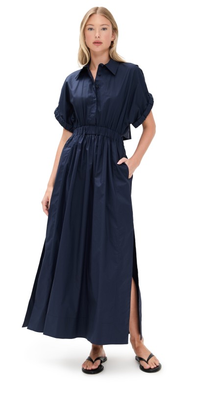 MEIMEIJ Short Sleeve Dress with Scrunched Waist Polar Night