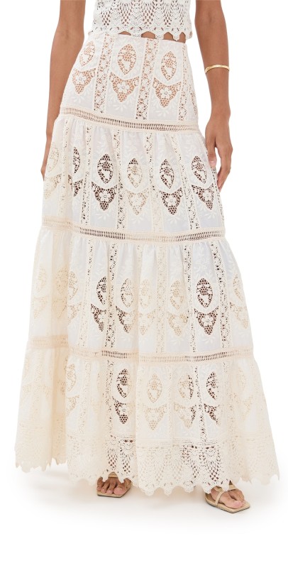 Johanna Ortiz Highlighted Fields Maxi Skirt Ecru