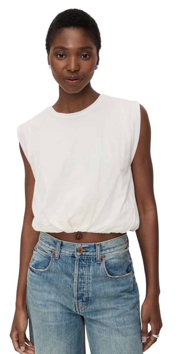 Good American Cotton Muscle Tee Black001