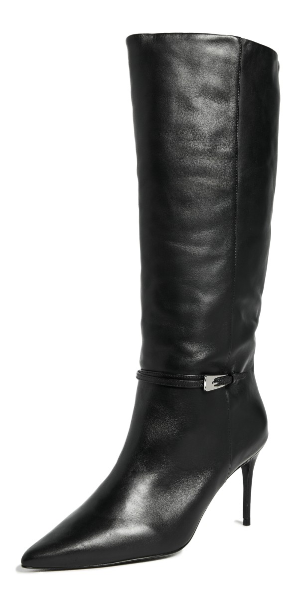 Black Suede Studio Elo Boots 80mm Black Leather