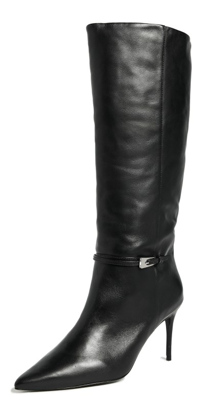 Black Suede Studio Elo Boots 80mm Black Leather