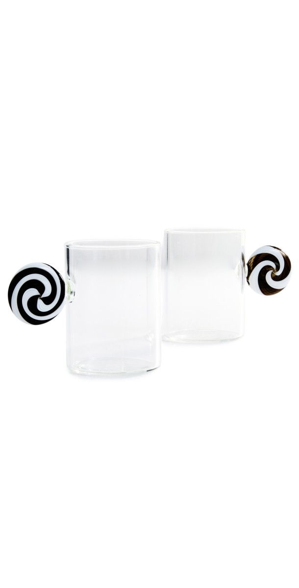 FAZEEK Swirl Espresso Cups Set of 2 Black/Whit