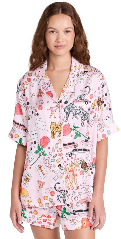 Karen Mabon One Night in Vegas Short PJ Set Pale Pink