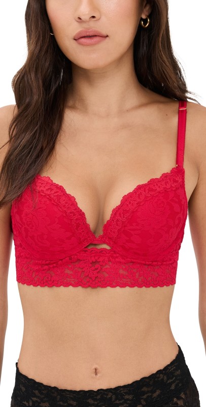 Hanky Panky Signature Lace Plunge Push-Up Bra Red