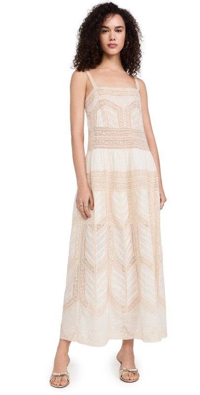 Zimmermann Acacia Lace Trim Slip Dress Tea