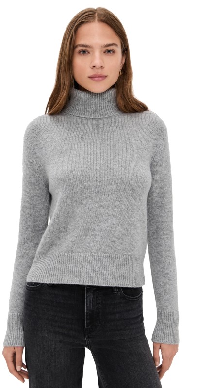FRAME Cashmere Turtleneck Sweater Heather Grey