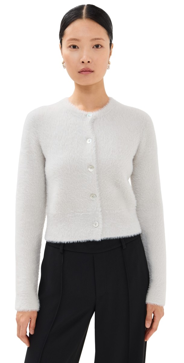 Vince Eyelash Cardigan Lt Birch Stone