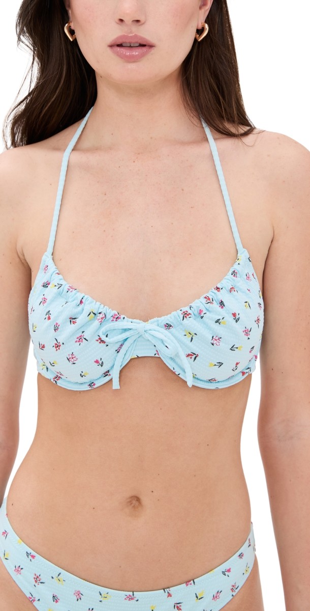 Solid & Striped The Lolita Top Embroidered Floral Sky
