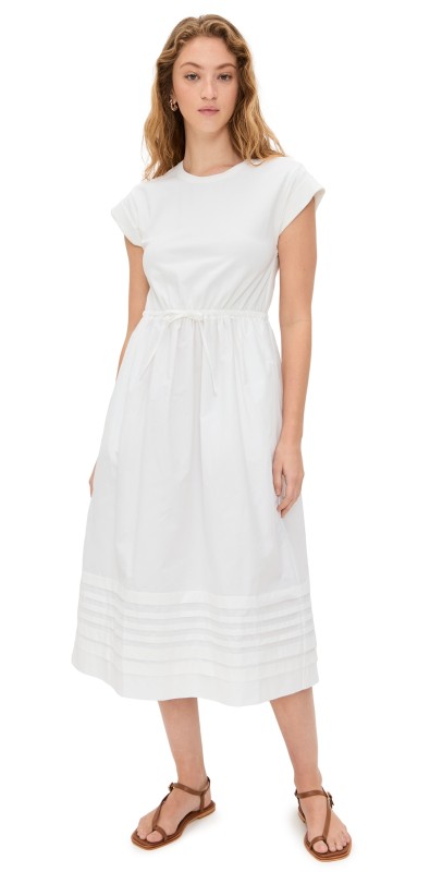 La Ligne T Shirt Dress with Shirring White