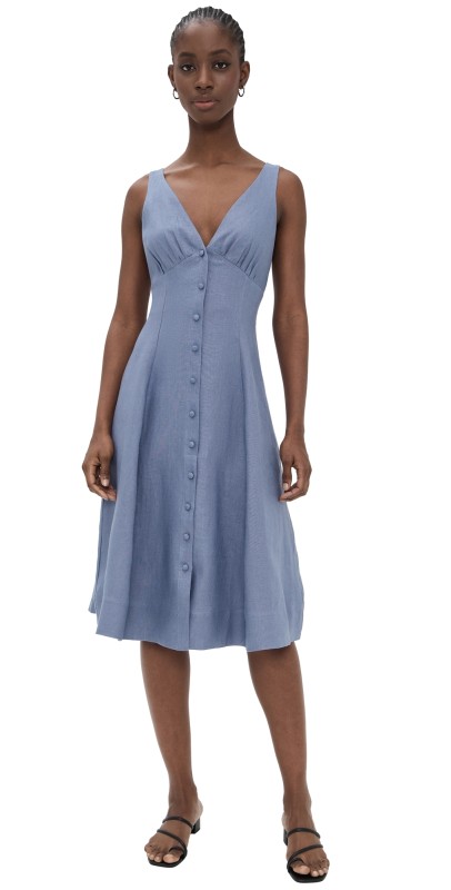 Reformation Sebastien Linen Dress Cornflower