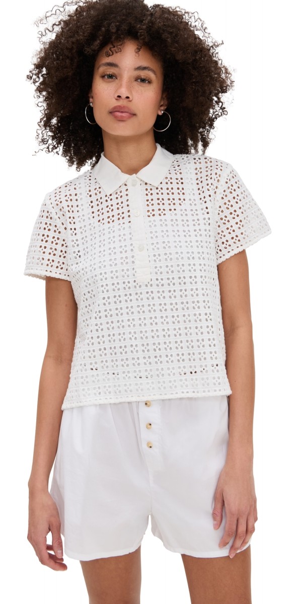 Free People Anna Eyelet Top Clean Ivory