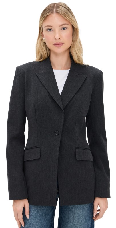 Good American Essential Suiting Sculpted Blazer Dark Heather Grey