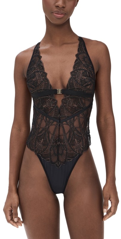 Thistle and Spire Onyx Thong Bodysuit Black