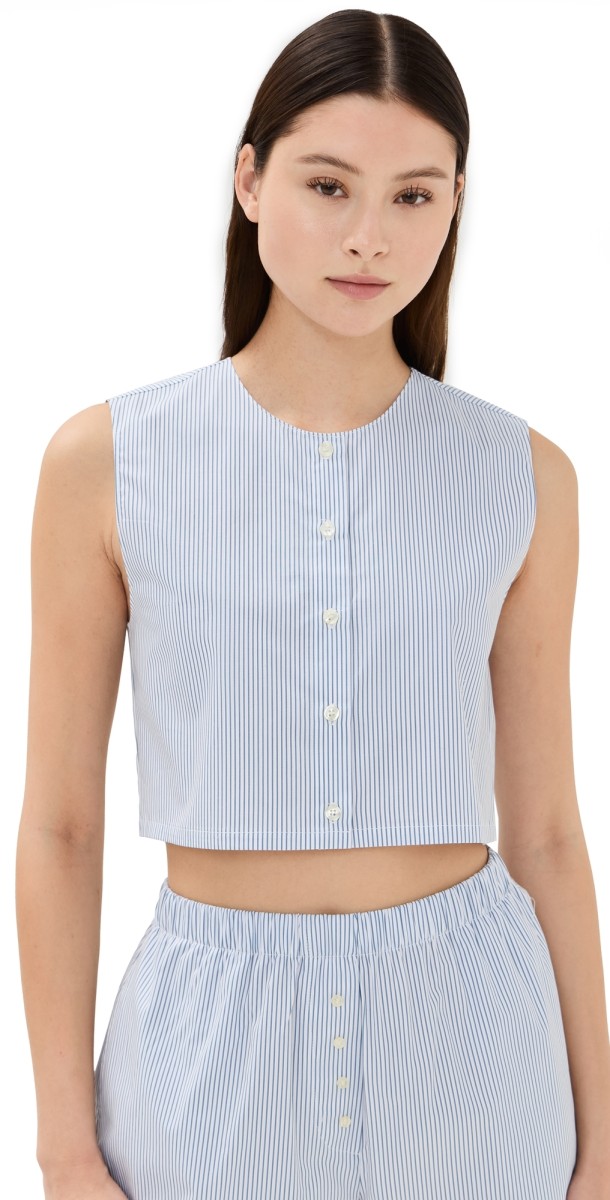 Leset Yoshi Crewneck Vest Seaside Stripe