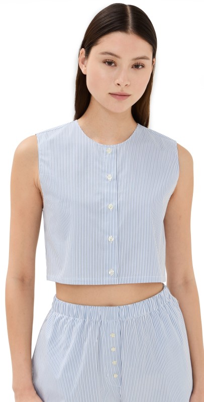 Leset Yoshi Crewneck Vest Seaside Stripe