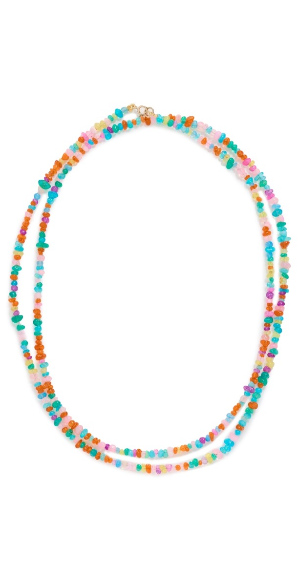 JIA JIA 14k Mini Rainbow Pebble Opal Long Necklace Rainbow