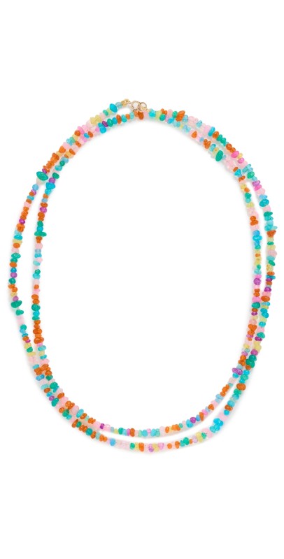 JIA JIA 14k Mini Rainbow Pebble Opal Long Necklace Rainbow