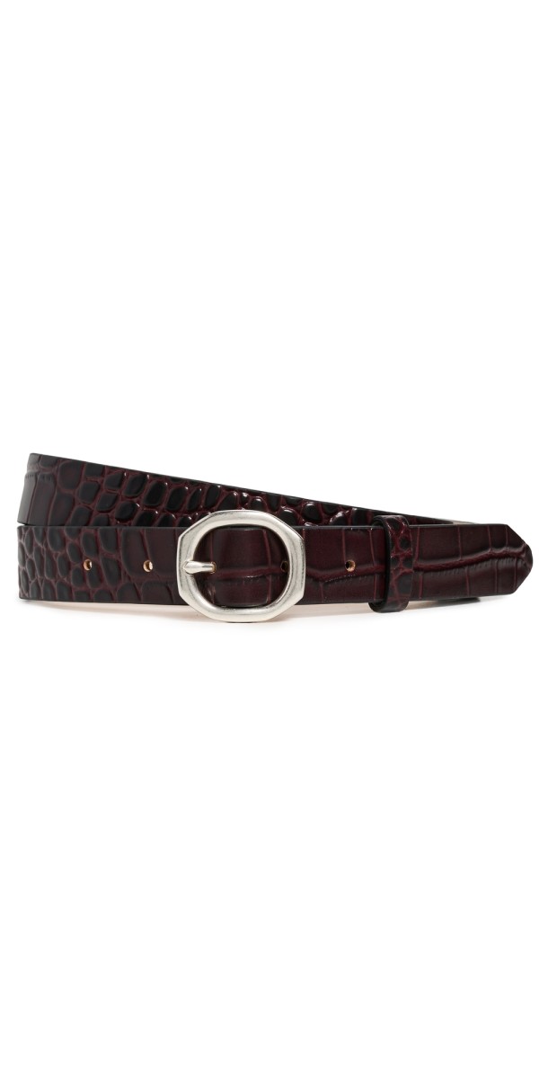 rag & bone Small Audrey Belt Bordeaux Croc