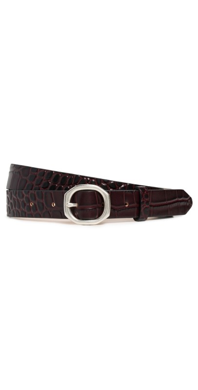 rag & bone Small Audrey Belt Bordeaux Croc