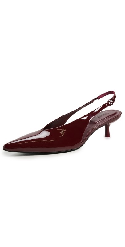 SIMKHAI Sylvie Patent Leather Slingback Kitten Heels Cranberry