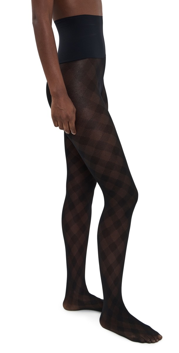 Commando Check Plaid Sheer Tights Black
