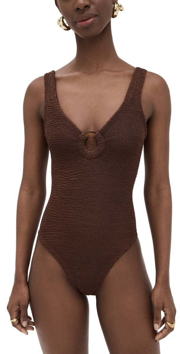 Hunza G Celine One Piece Swimsuit Metallic Chocolat