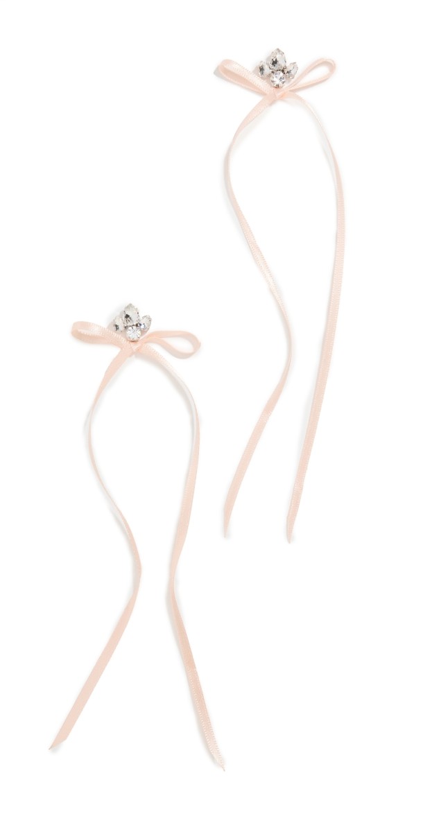Simone Rocha Victorian Bow Ribbon Stud Earrings Crystal/Ros