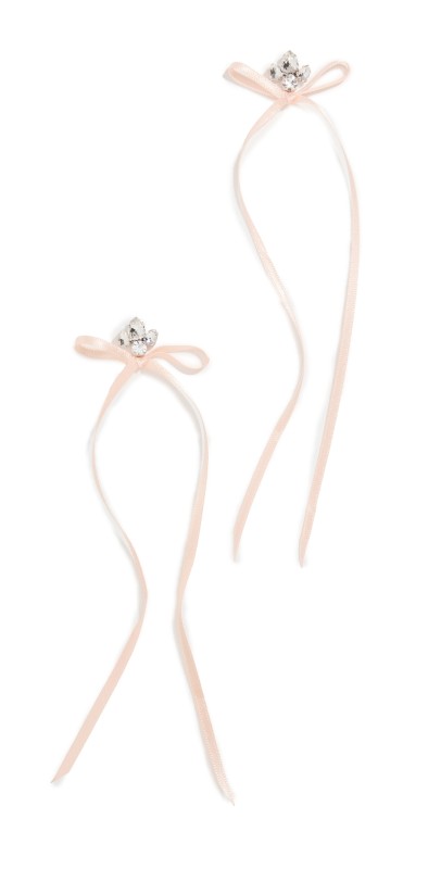 Simone Rocha Victorian Bow Ribbon Stud Earrings Crystal/Ros