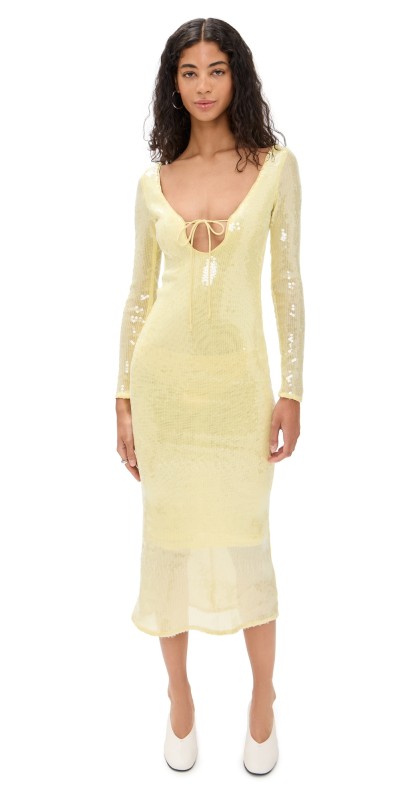 BARDOT Verona Sequin Dress Canary Yellow