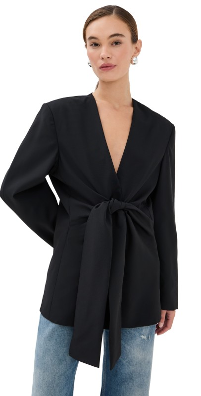 Róhe Sleeve Cinched Blazer Top Black
