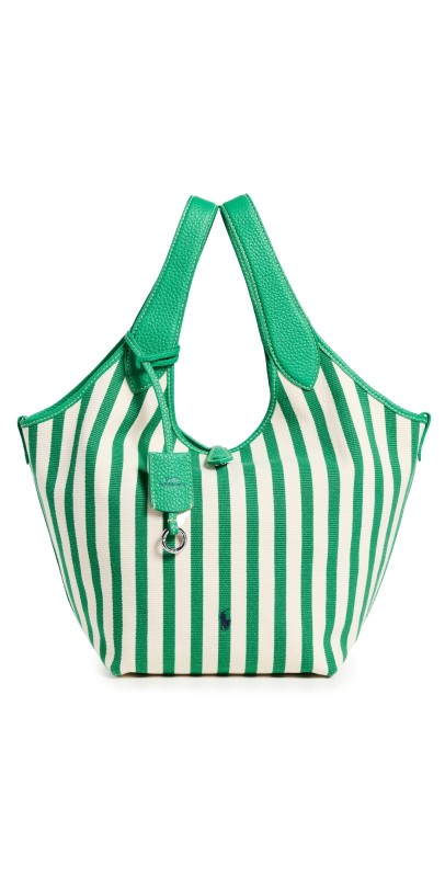 Polo Ralph Lauren Stripe Polo Canvas Medium Tote Parrot/Whit