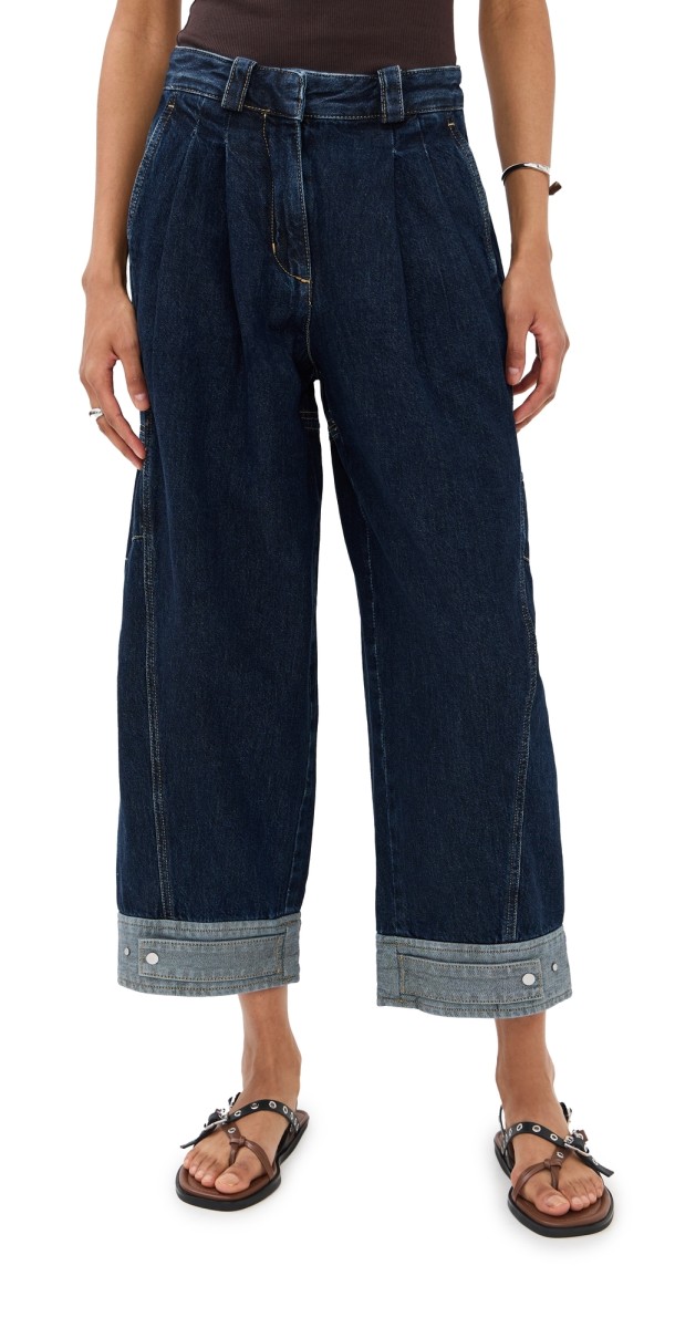 3.1 Phillip Lim Curved Wide Leg Cropped Pants Dark Indigo