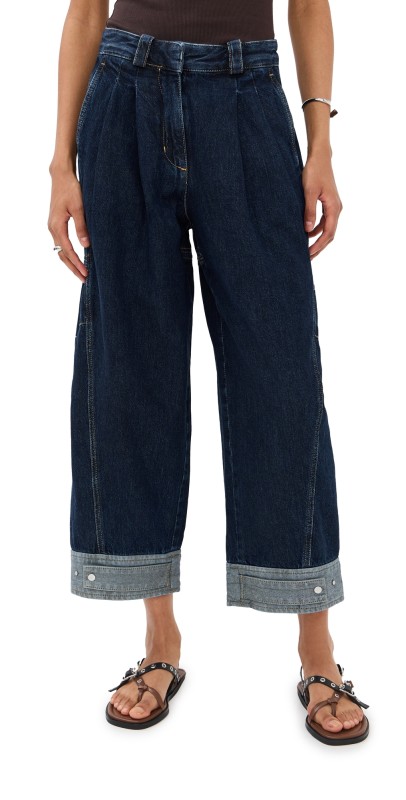3.1 Phillip Lim Curved Wide Leg Cropped Pants Dark Indigo