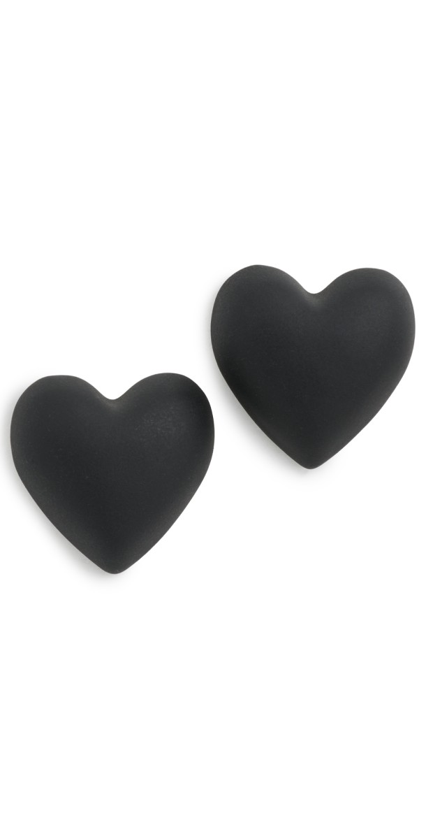 Roxanne Assoulin The Puffy Heart Stud Earrings Black